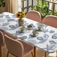 thumbnail image 3 of Navy Blue Coastal Table Cloths for 8 Foot Rectangle Tables, Nautical Starfish Coral Shell Ocean Summer Patio Waterproof Elastic Fitted Tablecloths, Washable Rectangular Table Cover for Camping, 3 of 8