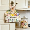 thumbnail image 6 of 2026 New Easter Decorations Door Hanging Sign Wreath Happy EasterBunny Ear Flowers Wooden Door Sign Welcome Seasonal Spring Wreath Sign for Tree, Door, Wall, Party Supplies, 6 of 8