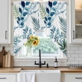 thumbnail image 6 of Navy Blue Leaves Swag Valances for Windows 2 Pack, Kitchen Window Curtains 36 Inch Length, Summer Botanical Farmhouse Watercolor Leaf Privacy Swag Curtains for Living Room/Bathroom 36"x36", 6 of 8