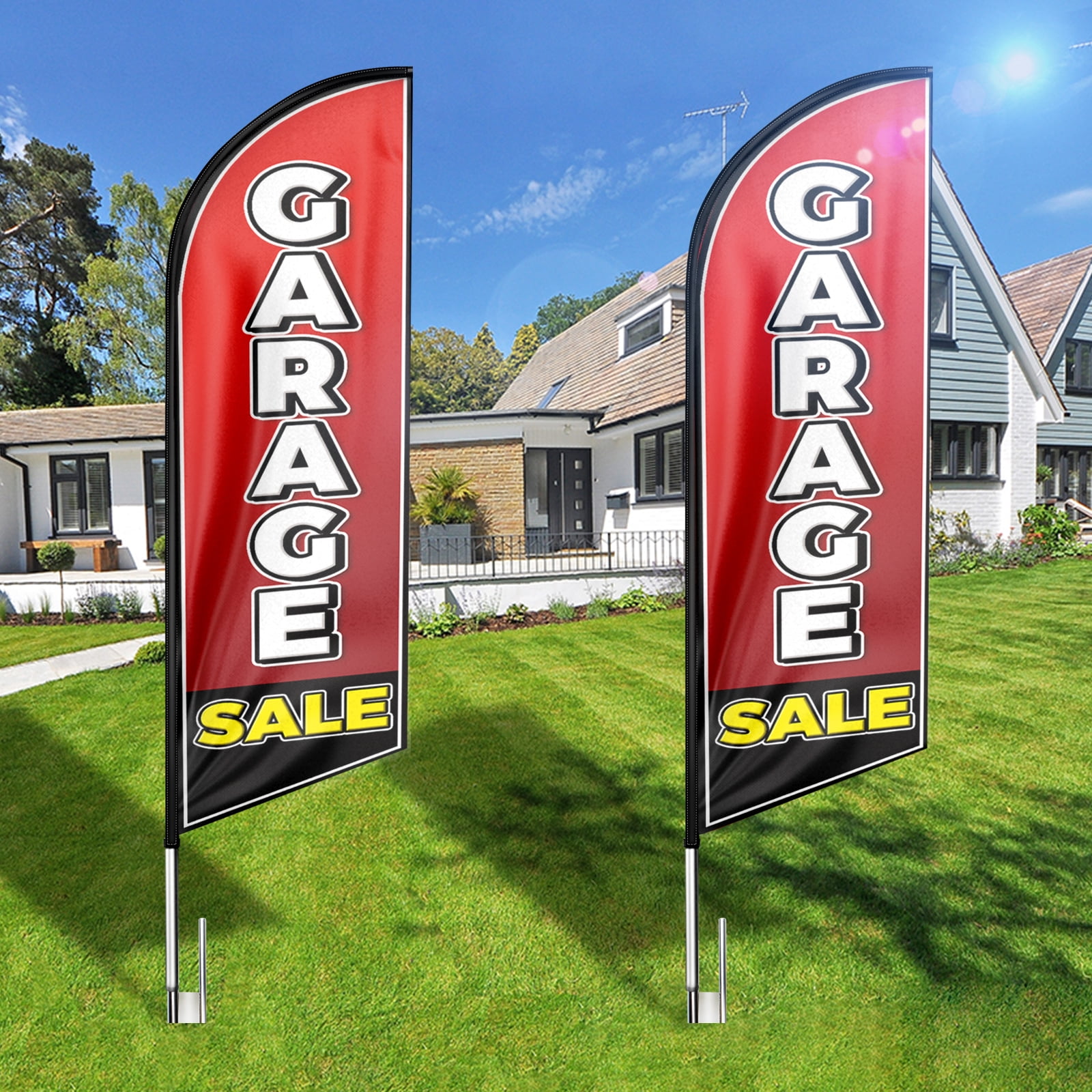 Garage Sale Swooper Flag, 8FT Garage Sale Advertising Feather Flag, Garage Sale Banner ,Signs for Businesses and Storefronts(Flag Only)BLACK