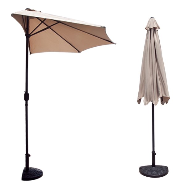 10 Ft Feet Beige Outdoor Patio Half Umbrella Wall Balcony Sun Shade Base Walmart Com Walmart Com