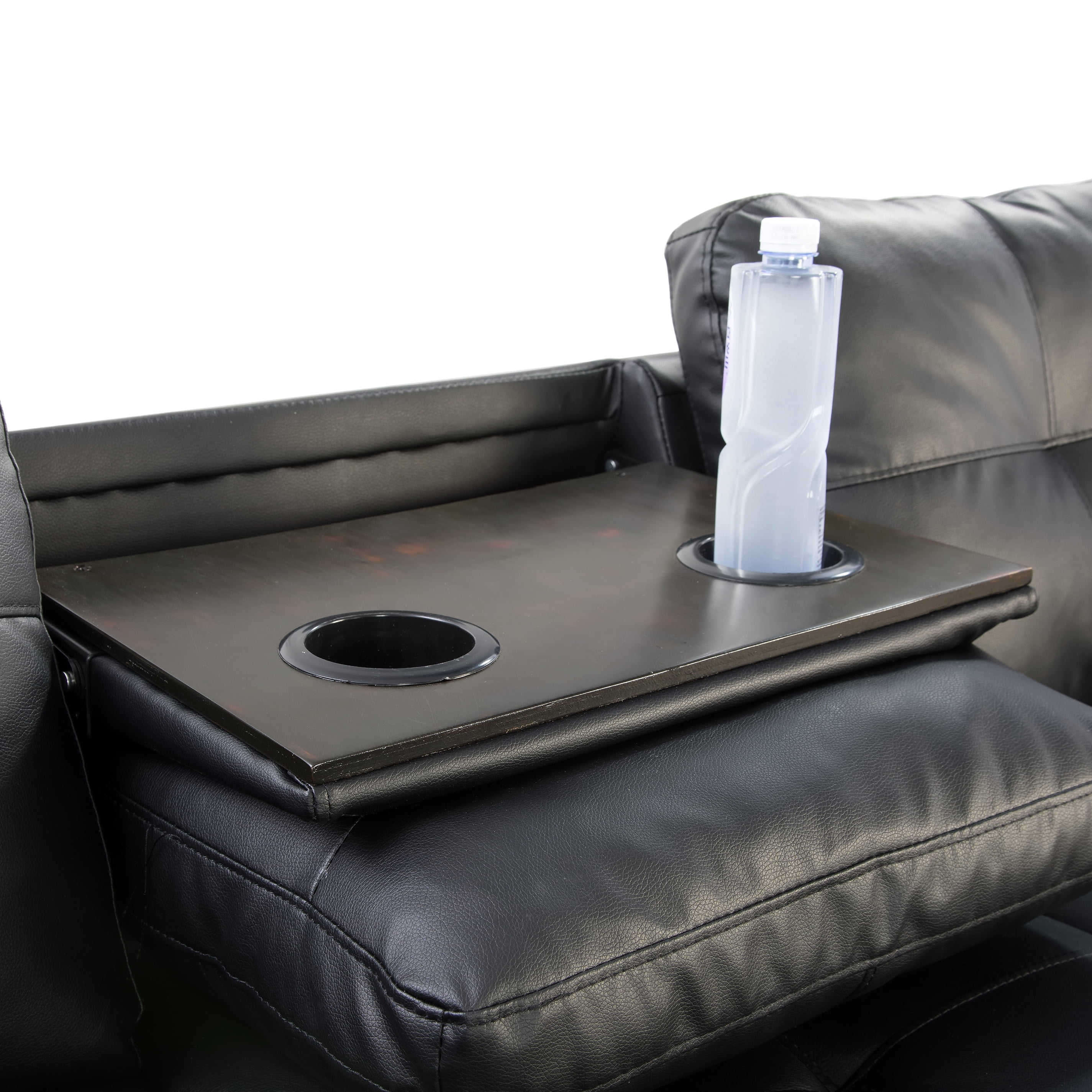 L-Shaped Linen Sectional Sofa with Chaise & Storage Tufted Sofa Couch Set for Living Room, Leather Black
