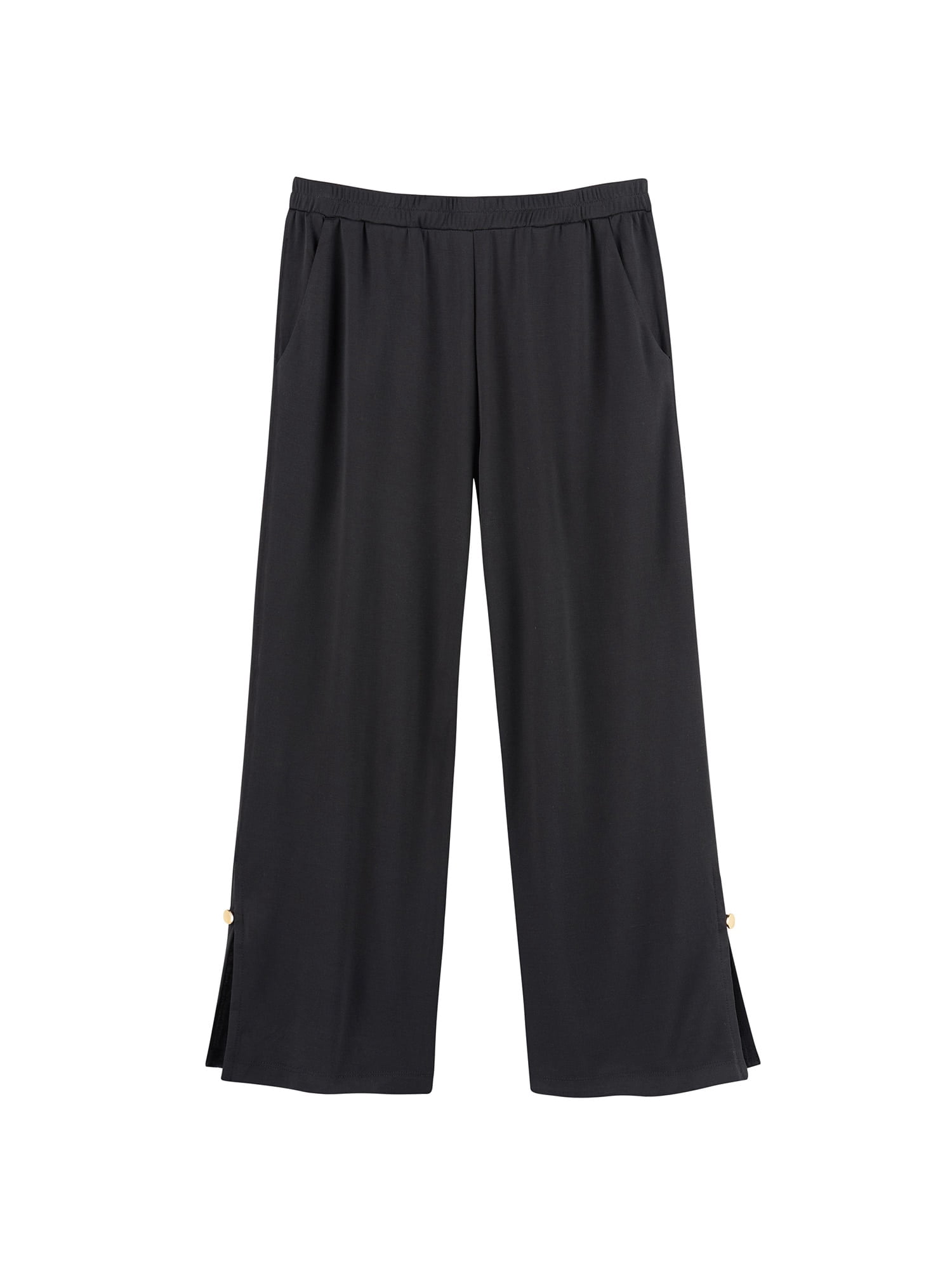 Black Cropped Bottoms, Elastic Waist 