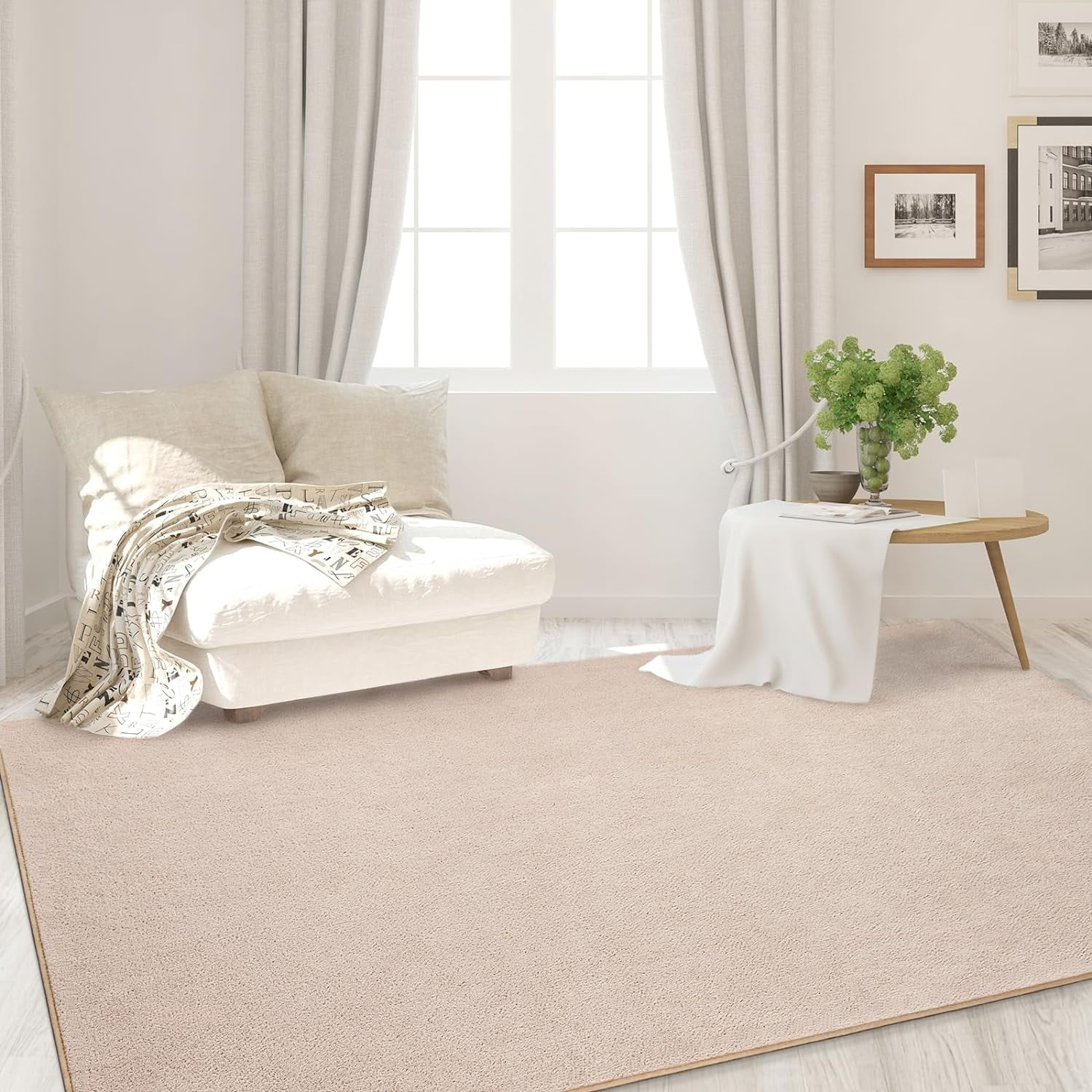 Noahas Soft Low Pile Rug Modern Area Rugs for Bedroom Living Room,Suitable for Boys Girls Teenagers and Adults with Super Soft Touch , Beige , 6' x 9'