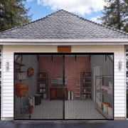 Garage Door Screen, 16x7 Ft Magnetic Closure Heavy Duty Weighted Bottom Garage Screen Doors for 2 Car Garage, Fiberglass Mesh Anti Annoying Animal Out
