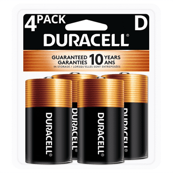 Duracell 1.5V Coppertop Alkaline D Batteries, 4 Pack
