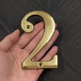 thumbnail image 4 of HASWARE 4 inch (10 cm) Solid Brass House Number Apartment Door Numbers Mailbox Address Sign with 2 Screws, Brass (#2, Golden), 4 of 5