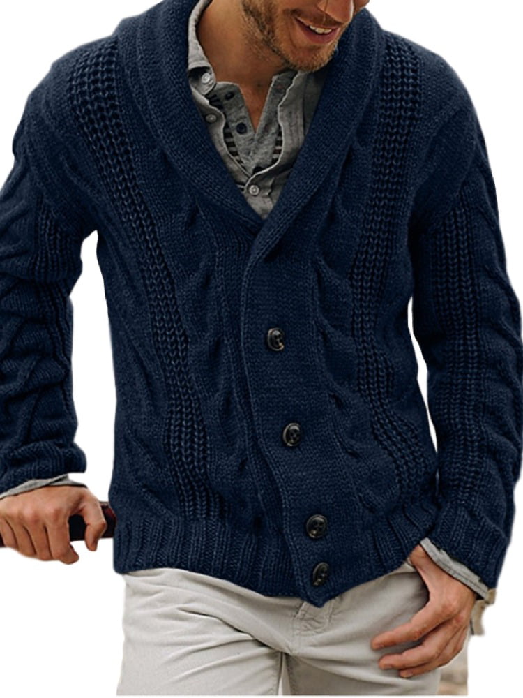 LN LUCIANO NATAZZI Mens Mock Neck Ribbed Sleeve Cardigan Sweater Relaxed Fit 