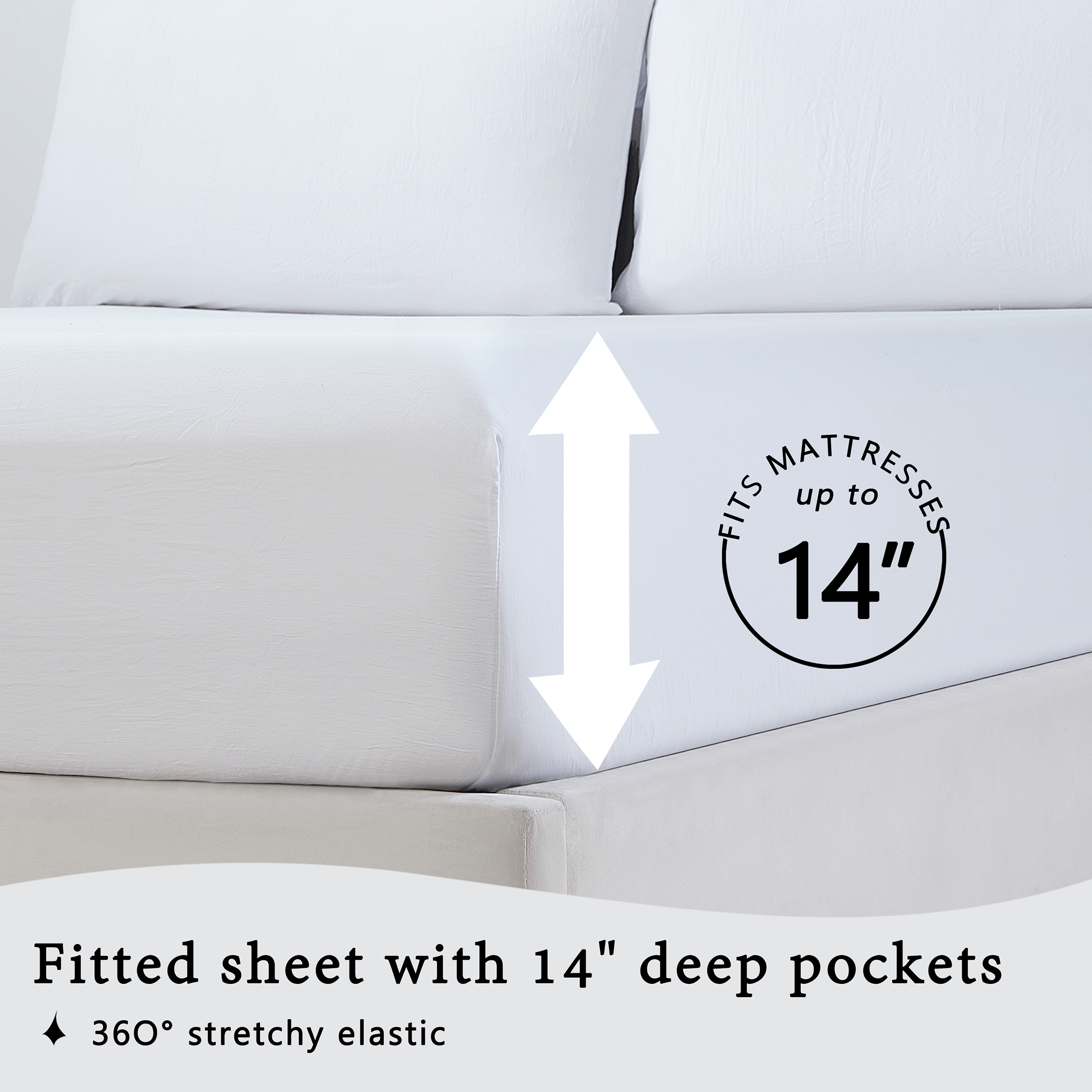 Mainstays Washed Ultra Soft Microfiber Sheet Set, Queen, Arctic White photo 5
