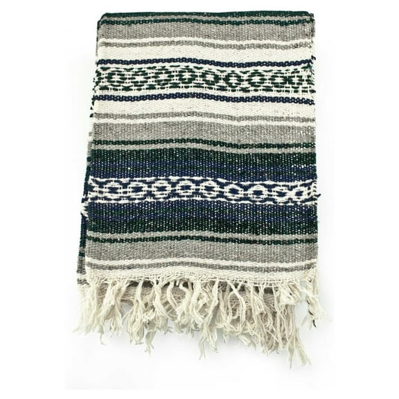 Mexican Blanket Serape colors black, grey & white
