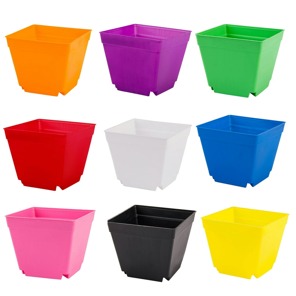 SPRING PARK 10Pcs Square Plastic Plant Pots, Seedling Nursery