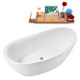 thumbnail image 4 of 68.5" Streamline G-78-307-BBR Soaking Glossy White Freestanding Tub and Tray With Internal Drain in Brushed Brass, 4 of 16