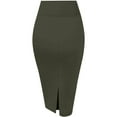 thumbnail image 4 of QATAINLAV Women's Stretchy Bodycon Pencil Midi Skirt Solid Color Slits Business Skirts Casual Pull on Office Midi Skirt, Army Green, M, Gifts for Mom, 4 of 5