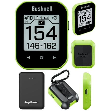 Bushnell Phantom 3 (Green) Slope Golf GPS Handheld Bundle - Touchscreen, Auto Course & Hole Recognition, Auto-Prompt Score Entry with PlayBetter Portable Charger, Belt Clip & Carabiner