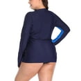 thumbnail image 5 of Asoul Women's Plus Size Rash Guard Color Block Long Sleeve Zip Front Swim Shirt UPF 50+, 5 of 5