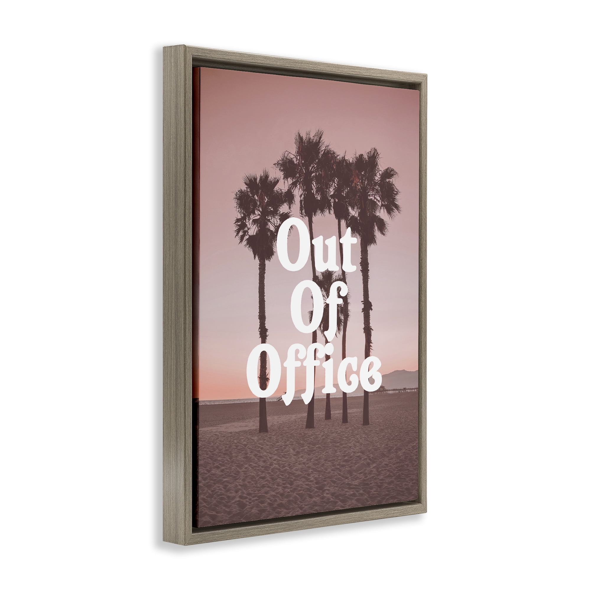 Stupell Industries Out Of Office Tropical Escape Brown Framed Floater Canvas Wall Art, design by Lil' Rue