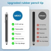 MEKO 10 Pack Stylus Pens for Touchscreens, Thin Rubber Tip with 20 Replaceable Heads - Compatible iPad iPhone Tablets All Devices
