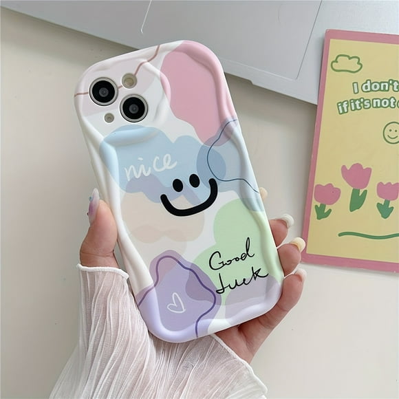 Phone Case For IPhone 15/15 Pro/15 Pro Max/15 Plus, Cartoon Smiling Face 3D Wave Edge Creative Phone Case For IPhone 14 13 12 11