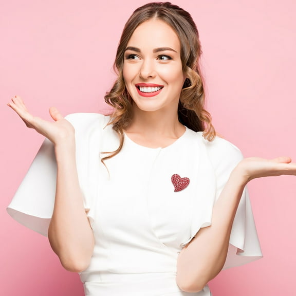 MLINS 2pcs Red Heart Brooch Pins Alloy Metal Clothes Pins Valentines Day Rhinestones Lapel Pins Sparkling Love Collar Pins Badge Pins Bridegroom Clothes Jewelry Accessories Decorations