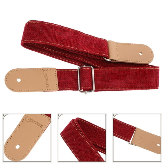 Masteelf Red Cotton Ukulele Strap with Leather Ends for Comfortable Use and Firm Tying Perfect Size for Ukulele 35.4 inch