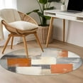 thumbnail image 5 of Burnt Orange Grey Round Rugs 3.3ft, Oil Painting Modern Abstract Art Non Slip Washable Rug Runner, Low Pile Indoor Floor Carpet Mat Bathroom Rugs for Living Room, Bedroom, Kids Room, 5 of 9