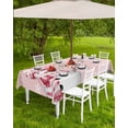 thumbnail image 4 of Fsddascl Pink Snowman Christmas Outdoor Tablecloth - 52x70 Inch Rectangle Dining Table Cover, Xmas Snowflake Birds Waterproof Outdoor Table Cloth with Umbrella Hole & Zipper for Picnic/Patio/Party, 4 of 7