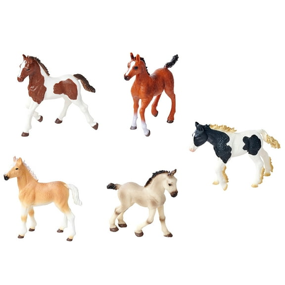 Simba Toys: Foals Set – 5 Detailed Horse Figurines, 3" Toy Animal Miniatures, Various Colors & Breeds, Collectible Figures, Nature World, Kids 3 
