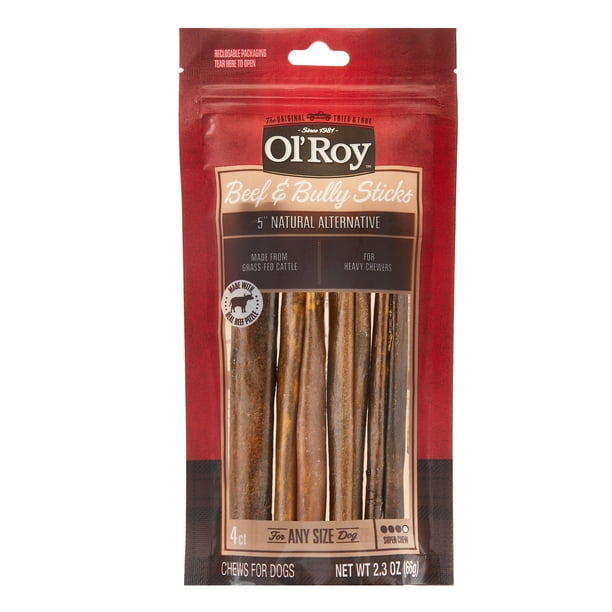 Ol' Roy Beef & Bully Sticks, 5" Natural Alternative, 4 Count