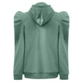 thumbnail image 6 of UJNDER Women's Hooded Sweatshirt Solid Color Drawstring Puff Sleeve Pullover Long Sleeve Casual Winter Light Green L, 6 of 6