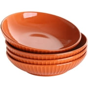 Bestone 9.3'' Orange Round Porcelain Bowls, Set of 4, 40-oz