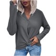 thumbnail image 1 of CEHVOM Women Long Sleeve Knotted Solid Color V Neck Pullover Knitted Sweater, 1 of 4