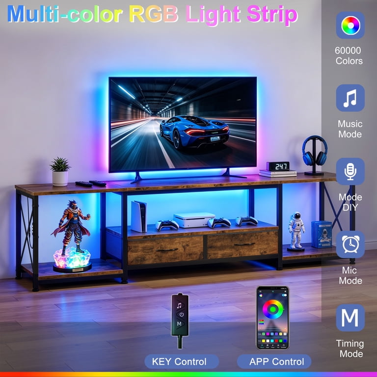HIGDBFE Industrial TV Stand for 80-Inch TV with Fabric Drawers photo 7