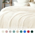 thumbnail image 4 of Exclusivo Mezcla Twin Size Jacquard Weave Wave Pattern Flannel Fleece Velvet Plush Bed Blanket as Bedspread/Coverlet/Bed Cover (90" x 66", Ivory), 4 of 7
