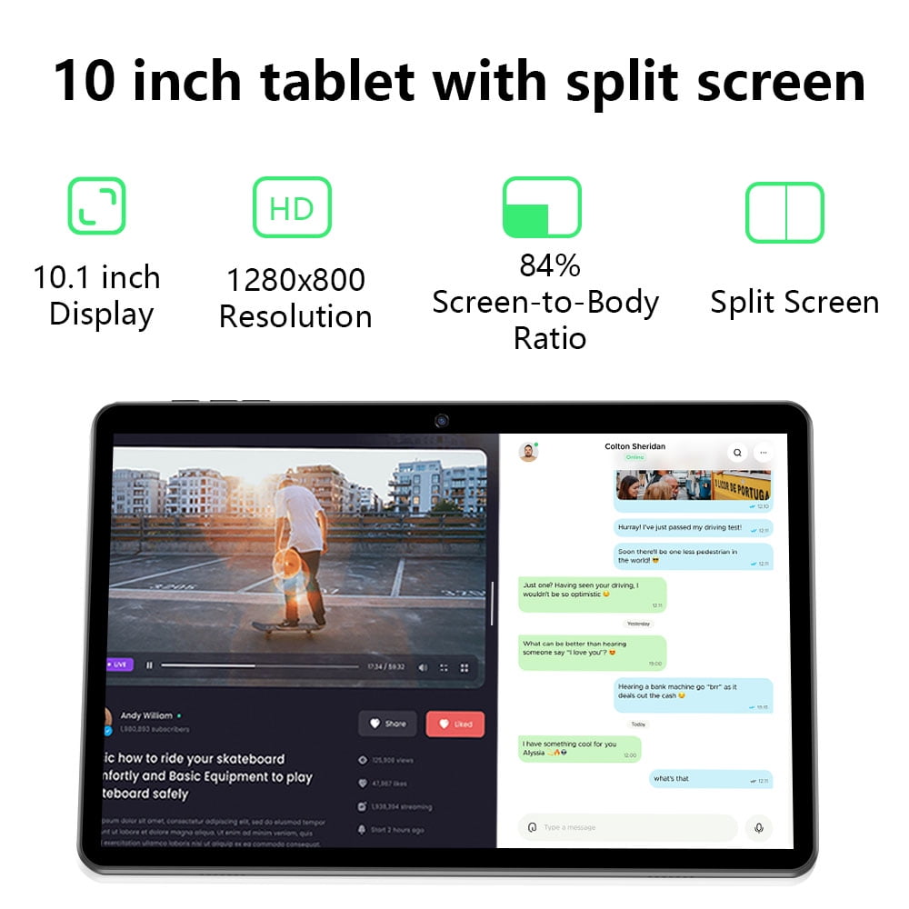 Tablets 10.1 inch Android 13 Tablet Newest, 64GB ROM 1TB Expand, Quad-Core Processor Tablet, 6000mAh Battery, Dual Camera, Wifi, 1280x 800 IPS Tablet PC (Blue)
