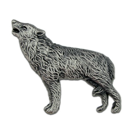 PinMart's Antique Silver Howling Wolf Animal Lover Lapel Pin