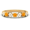 0.50 CT Alternate Fire Opal and Diamond Half Eternity Ring Gold, 14K Yellow Gold, US 7.00