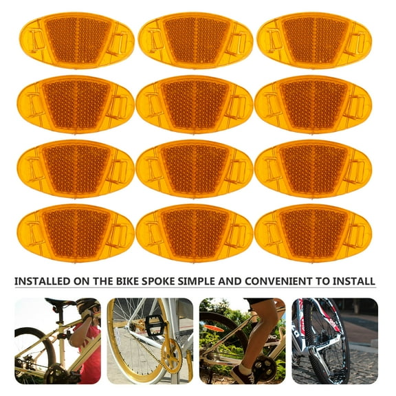 LULULION Safety Bike Rear Reflector Wheel Spoke Reflectors Yellow PVC 12 Pcs