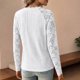 thumbnail image 5 of Encaje Manga Larga Tops para las Mujeres Más Tamaño V-Cuello Sólido Casual Blusa, Suave Suéter de Poliéster, Primavera de Uso Diario, 5 of 9