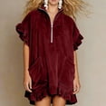 thumbnail image 5 of Women's Casual Short Sleeve Dress with Turndown Collar and Zipper Pocket, 5 of 6