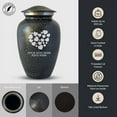thumbnail image 3 of Personalized Human Cremation Urn for Adult Ashes Men & Women - Engraved Aluminum urn with Name, Date and Heart Illustration Design - Distressed Finish Hand-Crafted Urn for Human Remains | Black, 3 of 8