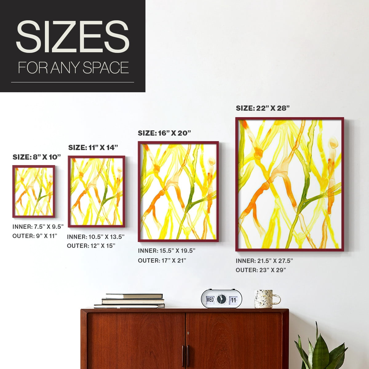 Runnel IV Framed Print in Red Solid Wood Framed Print No Nail Hanging