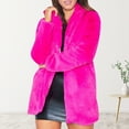 thumbnail image 2 of Juebong Women's Faux Fur Coat Long Sleeve Fleece Fluffy Lapel Jacket Open Front Shaggy Warm Parka Coats Furry Winter Outerwear Hot Pink XXL, 2 of 8