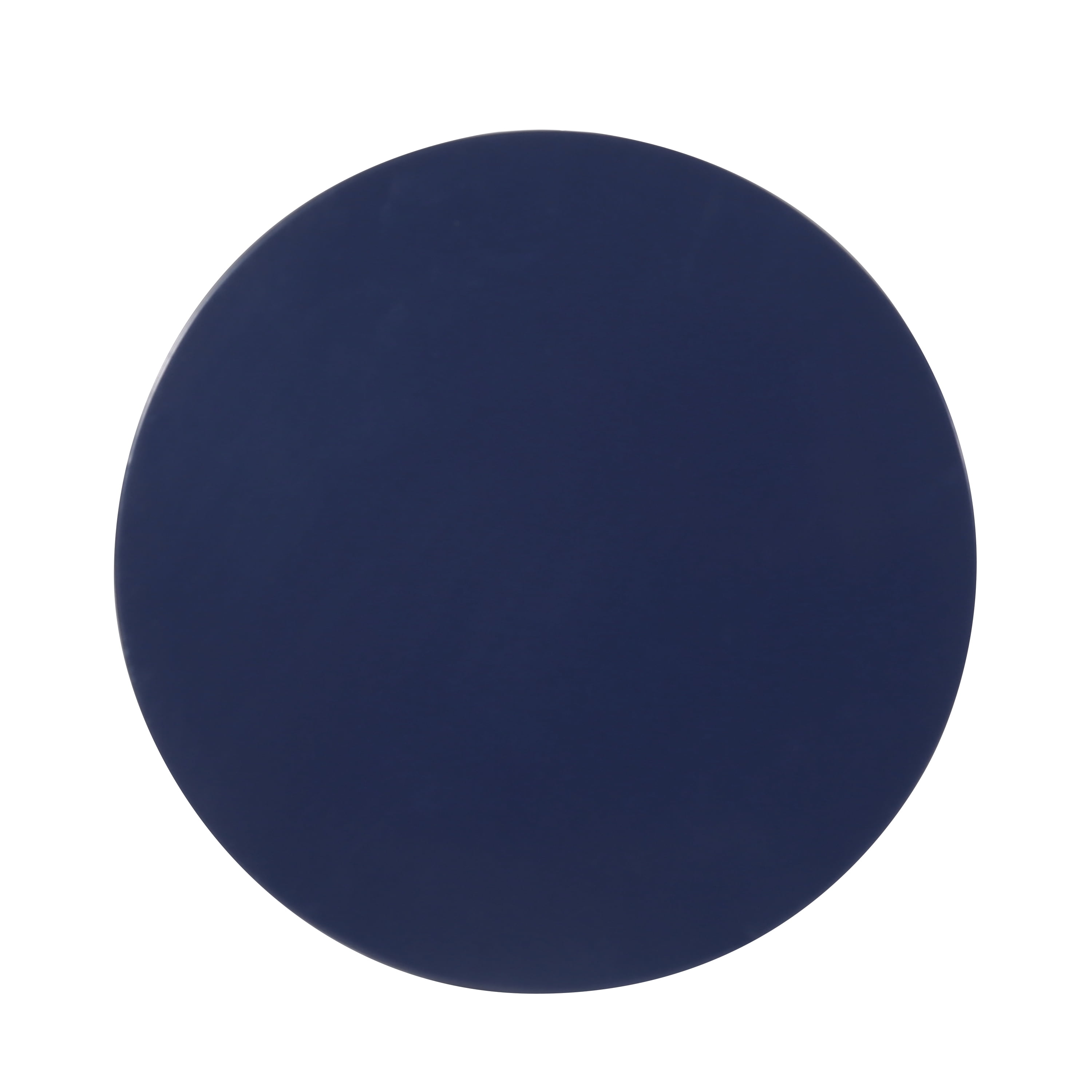 Outdoor Large Cylindrical Side Table, Floral Pattern Hollow Out Iron Tabletop for Patio Garden, Navy Blue