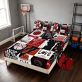thumbnail image 2 of Manfei Boys Basketball Bed Sheets, Sport Plaid Full Size Sheets, Black Red 03 4-Piece(1 Flat Sheet, 1 Fitted Sheet and 2 Pillowcases), 2 of 6