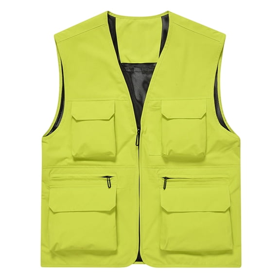 Purcolt Mens Mesh Lined Casual Fishing Vests with Multi Pockets Outdoor Lightweight Breathable Work Travel Photo Cargo Vest Jacket Travel Hunting Camping Outerwear