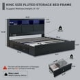 thumbnail image 2 of wow97e King Size Bed Frame with 50" Tall Storage Headboard, Wooden Platform Bed Frame with 4 Drawers, LED Lights, Charging Station, No Box Spring Needed, Black, 2 of 7