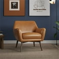 thumbnail image 2 of Camille Furniture Style Wide Top Leather Accent Armchair in Cognac Tan, 2 of 6