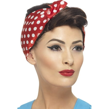40's Vintage Rosie Costume Wig With Headscarf Adult: Brown
