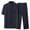 Navy, variant on Men's 2 Piece Sets Button Down Short Sleeve Mock Neck Pocket Shirts and Eastic Waisted Trousers Set Texture Summer Casual Outfits