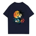 thumbnail image 3 of NAMTYQX Mens Graphic T-Shirts Slacking Plus Size Light Crewneck Casual Short Sleeve Cool Pattern Baggy Cosy Mens Shirts Navy Size S, 3 of 5